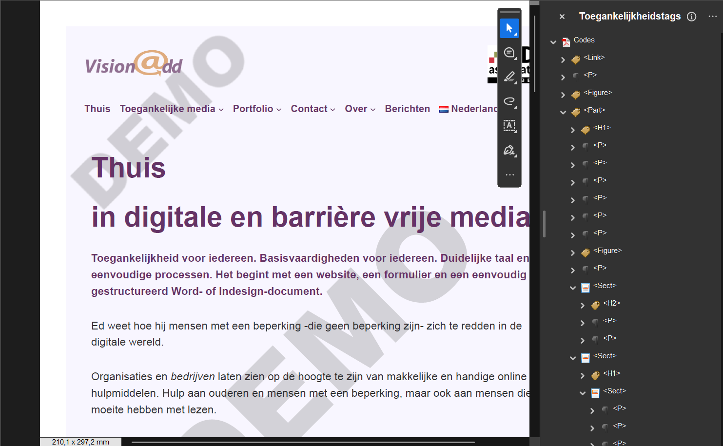 Tags pane in Acrobat Pro