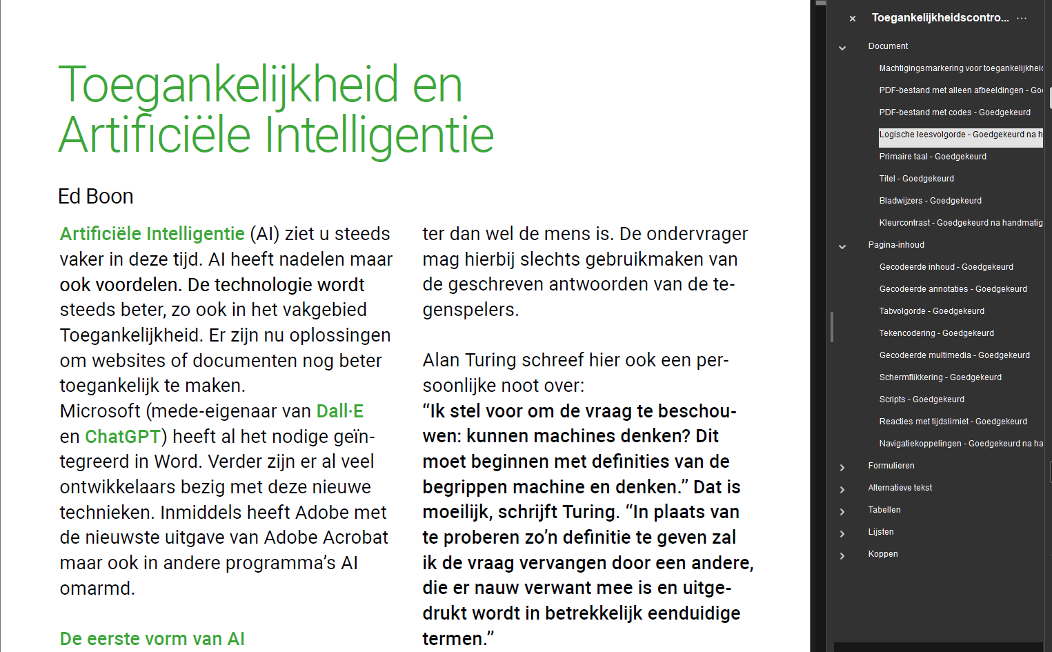 Check in Adobe Acrobat Accessibility checker